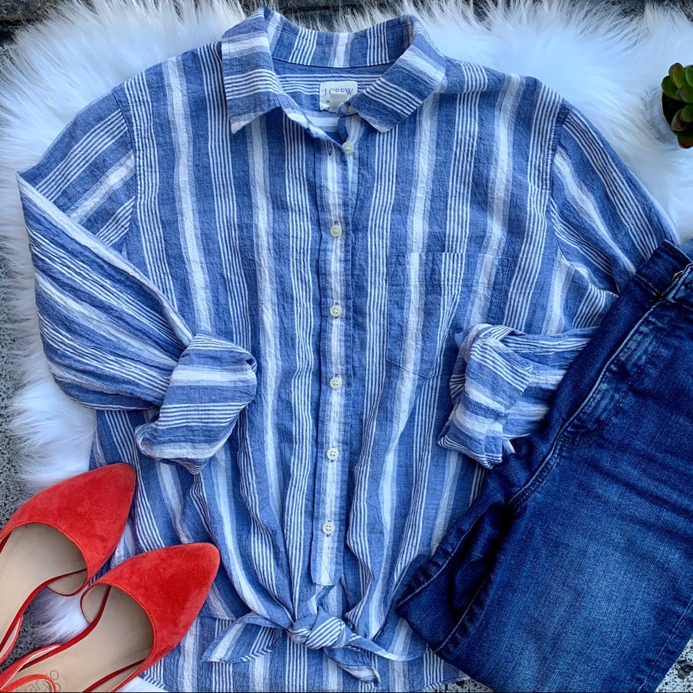 J. CREW Front Tie Button-Up ✌️